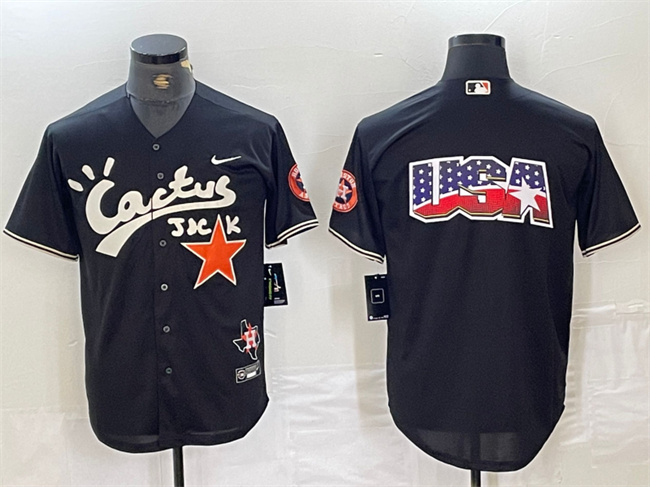Men's Houston Astros Team Big Logo Black Cactus Jack Vapor Premier Limited Stitched Baseball Jersey Men's Houston Astros Team Big Logo Black Cactus Jack Vapor Premier Limited Stitched Baseball Jersey